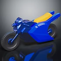Shiny Blue Motorcycle With Yellow Seat And Sleek Modern Aerodynamic Design
