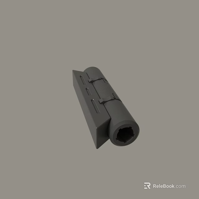 Black Mechanical Hinge Component With Cylindrical Body And Flat Plate Structure 3d model 