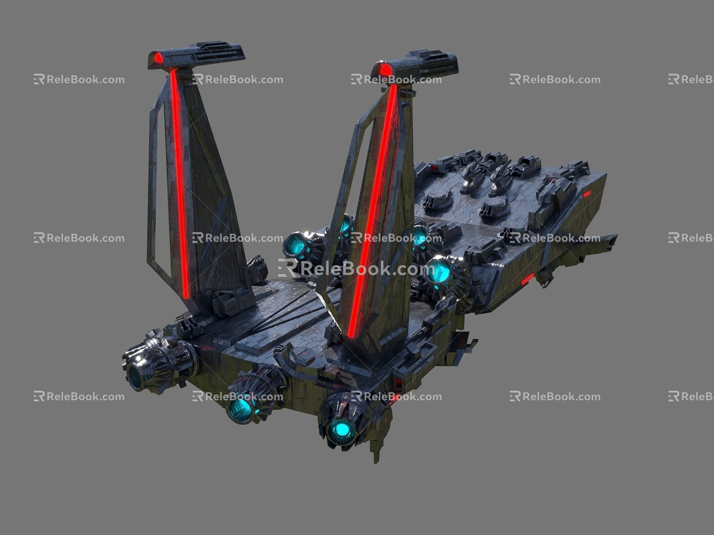 Starship Space Base Sci-Fi Aircraft Future Technology Cyberpunk 3d model