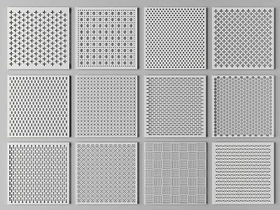 Different Types Of Ceiling Panels Featuring Various Patterns For Interior Design 3d model