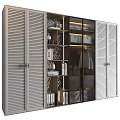 Modern Wardrobe With Louvered Doors Glass Panel Interior Lighting Books And Clothing Storage
