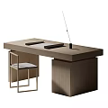 Modern Minimalist Office Desk With Oak Wood Top Metal Frame Chair And Drawer