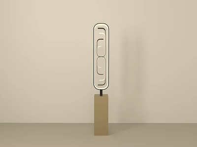 Modern Minimalist White Floor Lamp With Three Circular Lights And Brown Base 3d model
