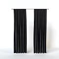 Black Velvet Curtains Hanging On Rod With Elegant Drape In Simple White Background