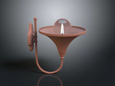 Vintage Copper Wall Lamp With Glass Globe Shade And Retro Design 3d model