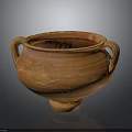 Handcrafted Orange Clay Pot With Two Handles Stable Base And Textured Surface For Daily Use