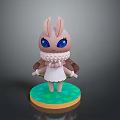 Cartoon Rabbit Ears Game And Movie Character With Big Blue Eyes White Dress Green Base