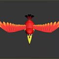 Cartoon Flying Animal With Red Yellow Flame Like Wings Green Eyes And Yellow Feet