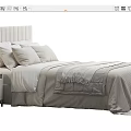 Modern Double Bed With Upholstered Headboard Light Colored Bedding And Side Nightstand 3d model