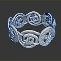 Elegant Silver Ring Featuring Intricate Intertwined Celtic Knot Design Patterns 3d model