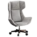 Modern Comfortable Leather And Gray Fabric Leisure Chair With Swivel Wheels Design