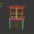 Traditional Wooden Storage Cabinet With Glass Lattice Doors Drawers And Metal Handles