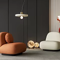 Leisure Chair Lazy Sofa Single Sofa Floor Lamp Small Chandelier 3d model