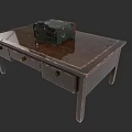 Vintage Electronic Device Placed On Wooden Table With Drawers In Retro Style