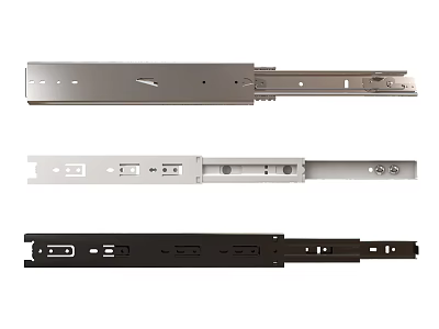 Different Types Of Metal Drawer Slides In Silver And Black Colors 3d model