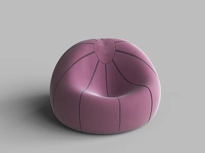 Pink Round Bean Bag Chair With Stitched Design And Soft Comfortable Texture 3d model