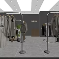 LITVAN Clothing Store Interior Design With Display Racks Clothes And Green Plants