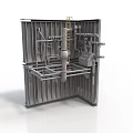 Industrial Equipment With Metal Structure Pipes Valves Ladder And Control Panel