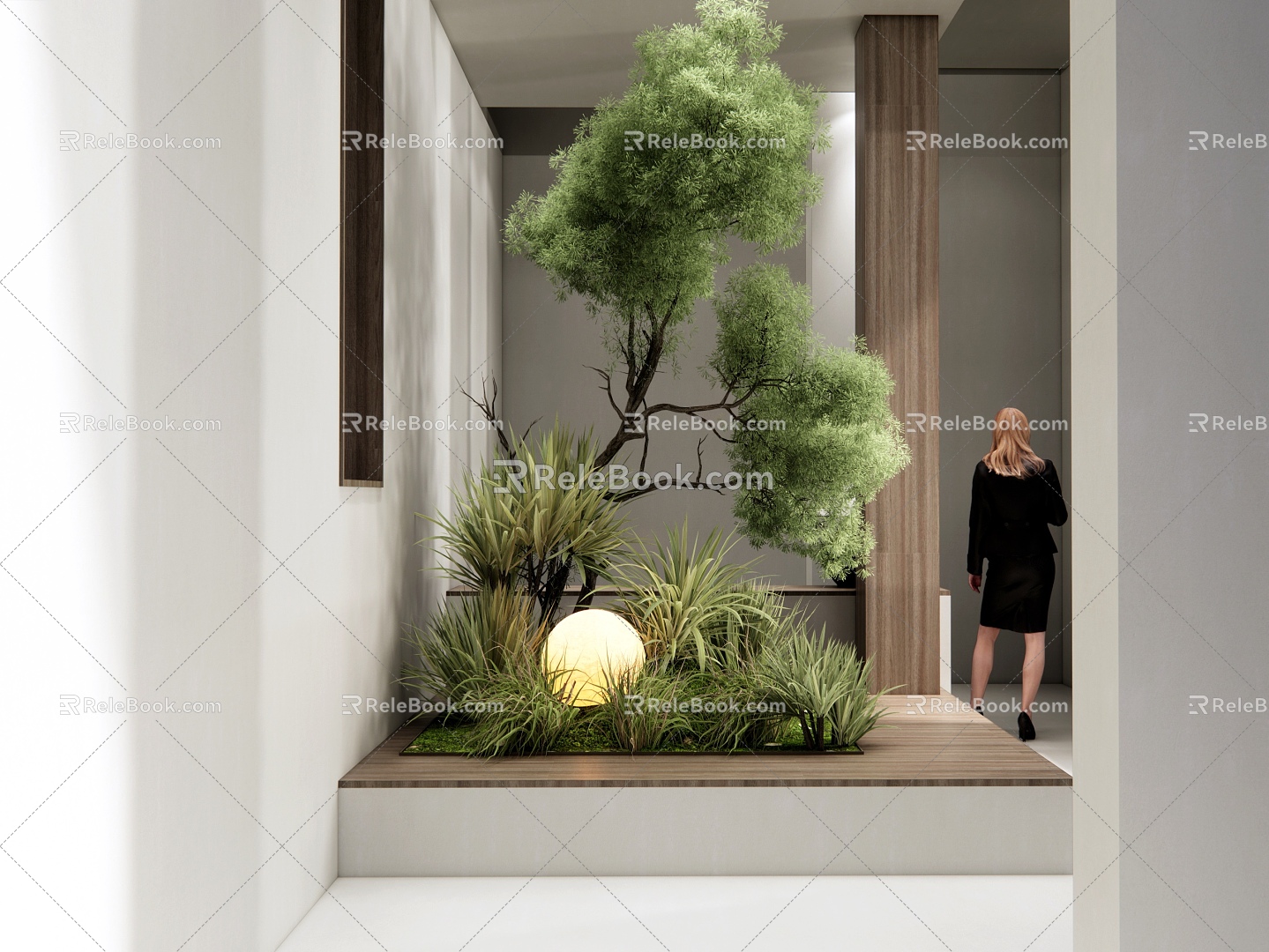 Indoor plant landscape porch aisle plant pile landscape plant combination 3d model