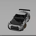 Modified White Nissan GT-R Sports Car With Blue Hood Rear Spoiler Gold Wheels And Body Kit