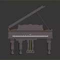 White Grand Piano With Open Lid And Golden Interior For Home Use