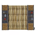Bamboo Partition Design With Brick Wall Sides Featuring Decorative Shelves And Ornamental Vases