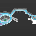 Amusement Park Rides 3D Model Design Featuring Circular Structure And Connected Walkways 3d model