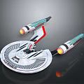 Futuristic Disc Shaped Spacecraft With Twin Engines And Red Flames For Cosmic Exploration