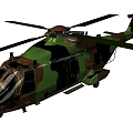 Military Helicopter Featuring Camouflage Paint Scheme Rotor Blades And Fuselage Design