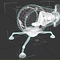 Colorful Spacecraft With Transparent Spherical Cockpit And Support Legs For Planetary Exploration