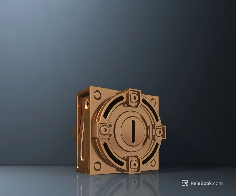 Golden Square Roadside Infrastructure Device With Circular Center And Holes 3d model 