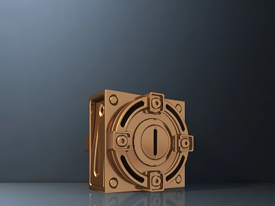 Golden Square Roadside Infrastructure Device With Circular Center And Holes 3d model