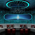 Modern KTV Interior Design With LED Lighting Starry Backdrop And Luxurious Sofa Seating 3d model