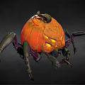 Halloween Pumpkin Spider Creature With Glowing Eyes And Spooky Spider Legs