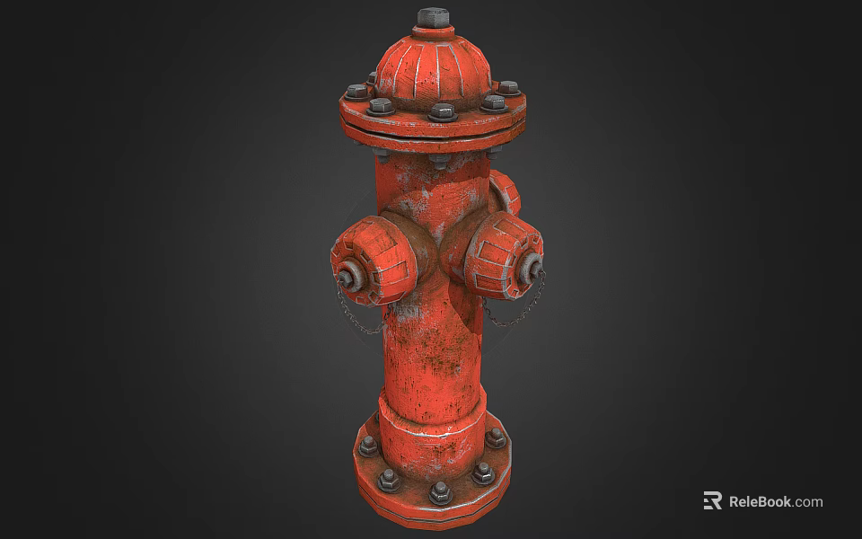 Red Fire Hydrant 3D Model With Bolts And Chains For Fire Safety Equipment 3d model 