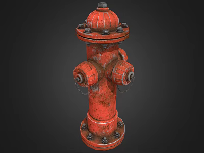 Red Fire Hydrant 3D Model With Bolts And Chains For Fire Safety Equipment 3d model