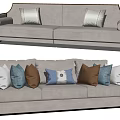 Light Gray Modern Sofa Set With Multiple Colorful Decorative Cushions And Comfortable Design 3d model