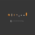 Modern Lighting Fixture Set With Orange And White Poles Bases Connectors And Accessories
