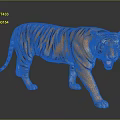 3D Rendered Tiger with Orange Fur Black Stripes Open Mouth on Black Background Ground Reflection