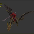 Fantasy Warrior Game Character Riding Purple Red Dragon With Spiked Wings And Spear