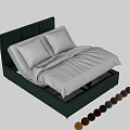 Double Bed with Green Upholstered Headboard Wooden Legs and Storage Function White Mattress