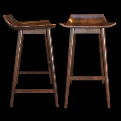 Tall Wooden Bar Stools With Stylish Design And Comfortable Footrest For Kitchen Island Area 3d model