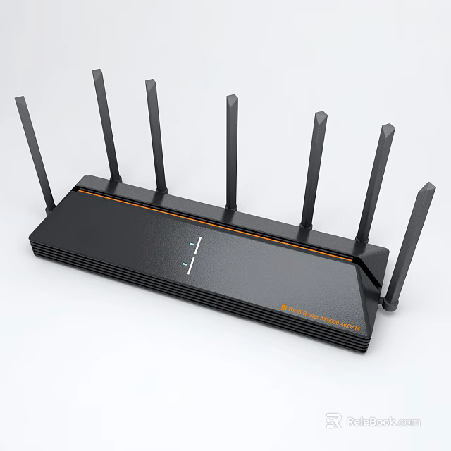 Advanced Gigabit Wi-Fi Router With Multiple External Antennas And Sleek Black Design 3d model 