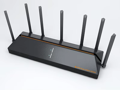 Advanced Gigabit Wi-Fi Router With Multiple External Antennas And Sleek Black Design 3d model