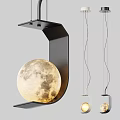 Moon Shaped Pendant Light With Black Frame Hanging Design For Modern Spaces 3d model
