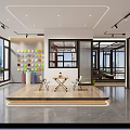 Modern Boutique Store Interior With Glass Doors Circular Decor And Display Shelves