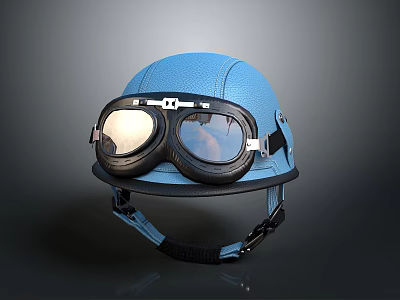 Blue Tactical Weapon Accessory With Protective Helmet And Goggles Design 3d model