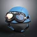 Blue Tactical Weapon Accessory With Protective Helmet And Goggles Design 3d model