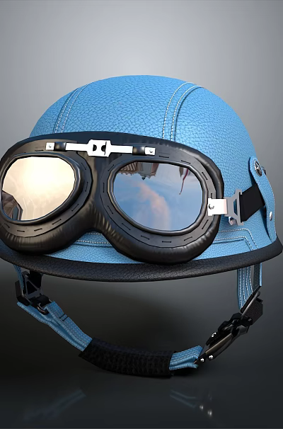 Blue Tactical Weapon Accessory With Protective Helmet And Goggles Design 3d model Blue Tactical Weapon Accessory With Protective Helmet And Goggles Design 3d model