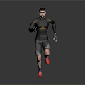 Athletic Man Running in Black Sportswear with Red Sneakers and Blue Sunglasses 3d model